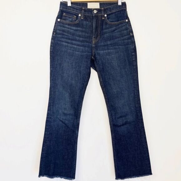 Everlane Dark Wash High rise frayed hem Regular Jean size 25 - Picture 1 of 7